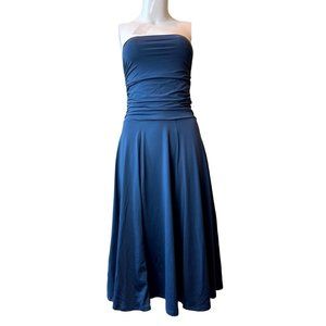 Schiesser Womens Strapless Overlay Midi Dress Party Cocktail's Blue Size Small